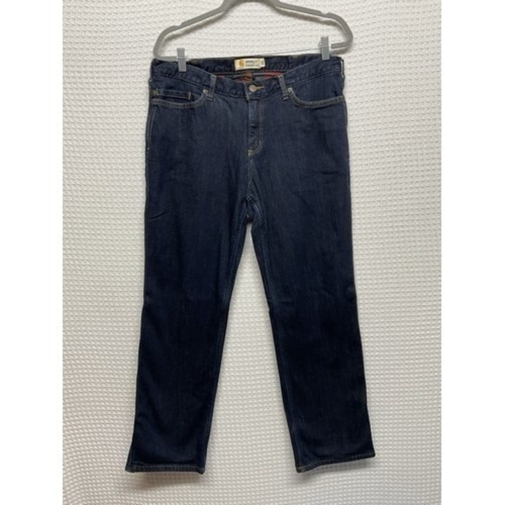 NWOT Carhartt Blue Flannel Lined Original Fit Straight‎ Leg Jeans Women 14 Short
